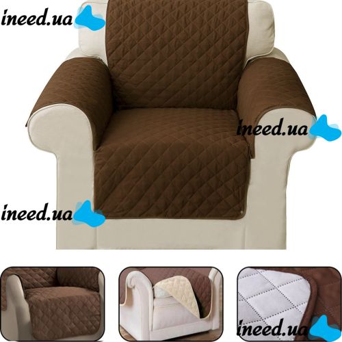 Двостороння накидка чохол на крісло Couch Coat з мікрофібри, захисне двостороннє водонепроникне стьобане покривало для крісла