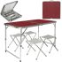 Aluminum Folding Picnic Table with Set with 4 Chairs Premier PR-FX8812 Brown Camping Folding Table Suitcase Folding Table
