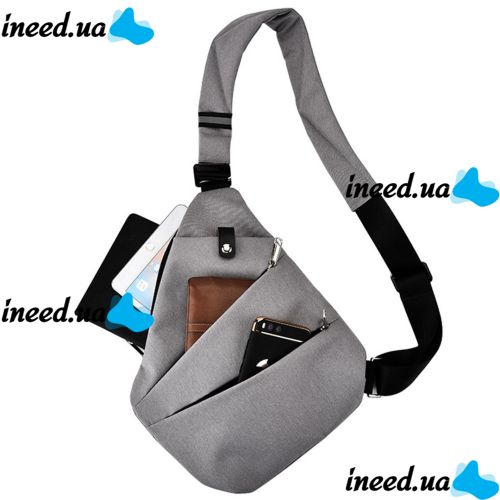 Тактическая нагрудная сумка мессенджер Cross Body однолямочная, Водонепроницаемая мужская барсетка через плечо, Сумка Кросс боди, Серая