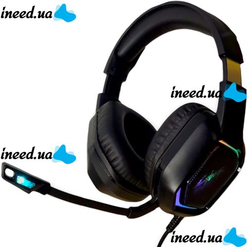 Cyberpunk CP-007 Gaming Wired Headphones with Backlight and Microphone Gaming Full-size Headphones with Headset for PC and Laptop 96491 Black