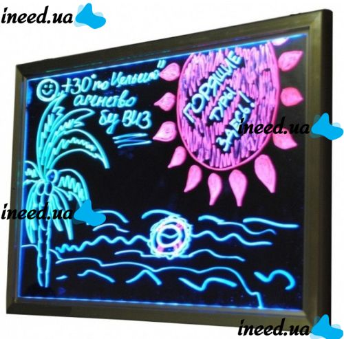 Рекламная светящаяся LED доска 400х600 ( флуоресцентная ) 400 х 600 fluorecent board 40*60