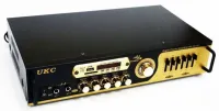 Стерео усилитель мощности звука UKC AV-121BT 200W, Пятиканальный портативный стереоусилитель с караоке на 2 микрофона, FM радио и Bluetooth USB