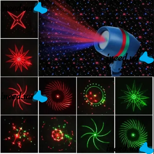 Кольоровий вуличний лазерний проектор Star Shower Motion Laser Light для прикраси будинку і вулиці, Новорічна Вулична лазерна підсвітка 12 програм