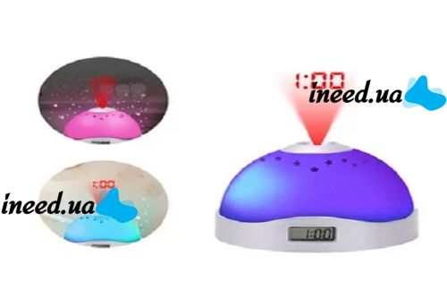 Часы с проектором на потолок, ночник с проекционными часами Night light 2091 Часы-Ночник звездное небо