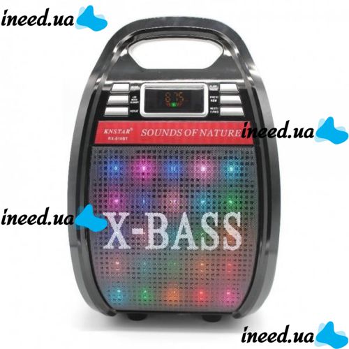 Portable Wireless Bluetooth Speaker Suitcase X-BASS Golon RX-810BT with Light Music and Microphone, Acoustic Bluetooth System with Karaoke Black