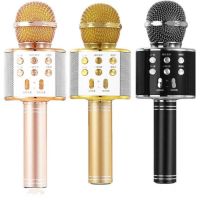 Беспроводной караоке микрофон WSTER WS-858 Bluetooth USB AUX FM со встроенным динамиком 5W, блютуз микрофон с регулятором громкости Q858 для пения