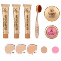 Набір тональних кремів Dermacol Make-up 6 в 1 M809 210, 211, 212 + Кисть щітка, Пудра, Рум'яна