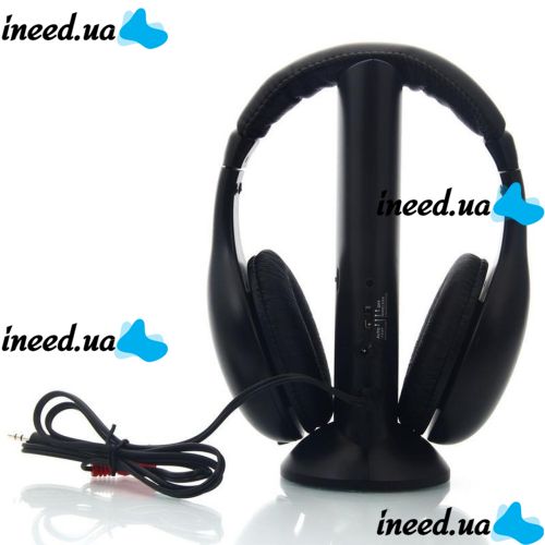 Headphones with Microphone Wireless 5 in 1 MH2001 Black + FM Radio Wireless, mp3 pc TV,