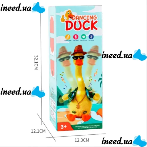 Interactive Plush Toy with Backlight Dancing Goose Ditto Dancing Duck, Children's Soft Musical Toy Dancing Duck for Child