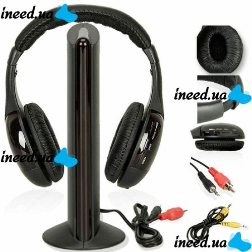 Headphones with Microphone Wireless 5 in 1 MH2001 Black + FM Radio Wireless, mp3 pc TV,