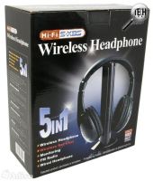 Headphones with Microphone Wireless 5 in 1 MH2001 Black + FM Radio Wireless, mp3 pc TV,