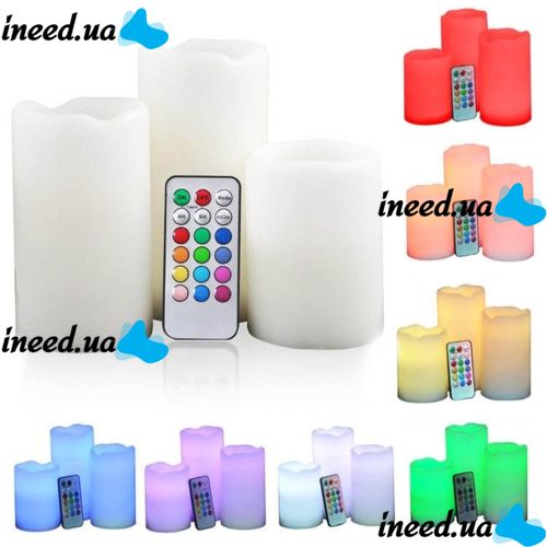 Комплект светодиодных свечей разной высоты с пультом управления Luma Candles Color Changing