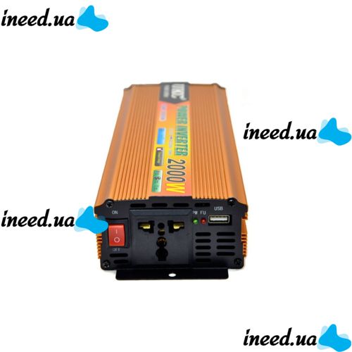 Автомобільний інвертор UKC 24V - 220V 2000W авто перетворювач напруги струму від прикурювача і акумулятора, зарядний з захистом від перегріву 2000Вт