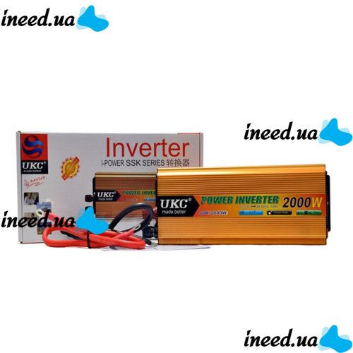 Автомобільний інвертор UKC 24V - 220V 2000W авто перетворювач напруги струму від прикурювача і акумулятора, зарядний з захистом від перегріву 2000Вт