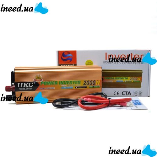 Автомобільний інвертор UKC 24V - 220V 2000W авто перетворювач напруги струму від прикурювача і акумулятора, зарядний з захистом від перегріву 2000Вт
