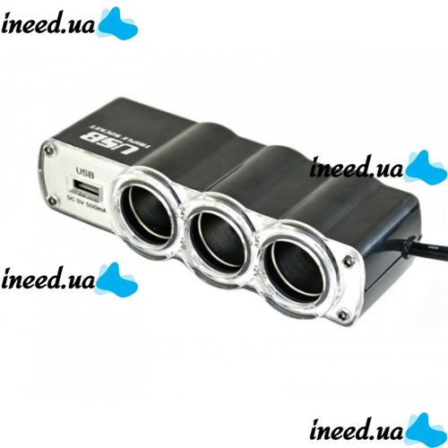 Tee Splitter in Cigarette Lighter Auto Adapter USB WF-0120