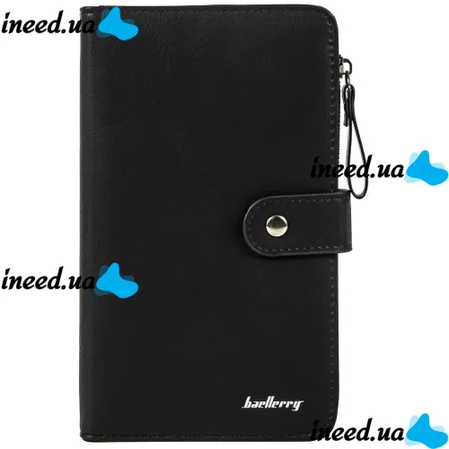 Жіночий гаманець клатч Baellerry Miracle JC224 Black з відділенням для телефону на кнопці, жіноче портмоне на 17 відділень для купюр і монет Чорний