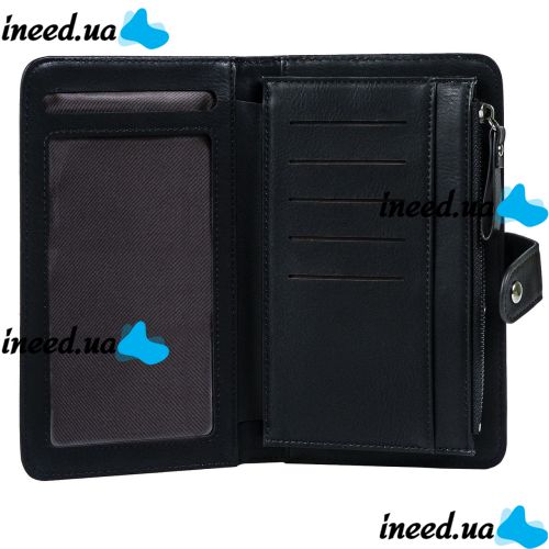 Жіночий гаманець клатч Baellerry Miracle JC224 Black з відділенням для телефону на кнопці, жіноче портмоне на 17 відділень для купюр і монет Чорний