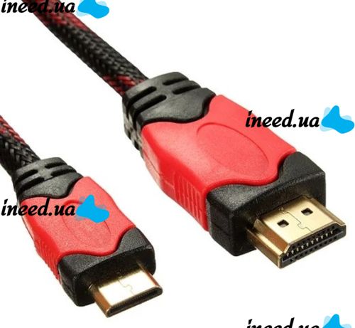 Посилений в обмотці кабель, перехідник з HDMI на mini HDMI довжиною 1.5 м