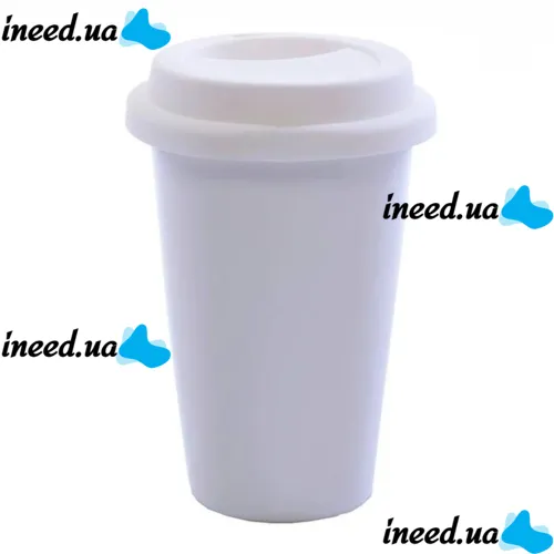 Керамічний стакан чашка StarBucks Ceramic Cup HY-101, багаторазова термочашка Старбакс 300 мл з силіконовою кришкою з поїлкою Біла