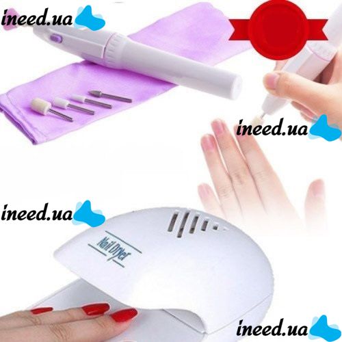 Manicure set Nails Decorator M-809 milling cutter, nozzles and lamp for drying