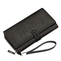 Men's Leather Wallet Clutch Baellerry Guero S1393 Black for Storing Credit Cards Coins on a snake, Men's wallet for bills Black