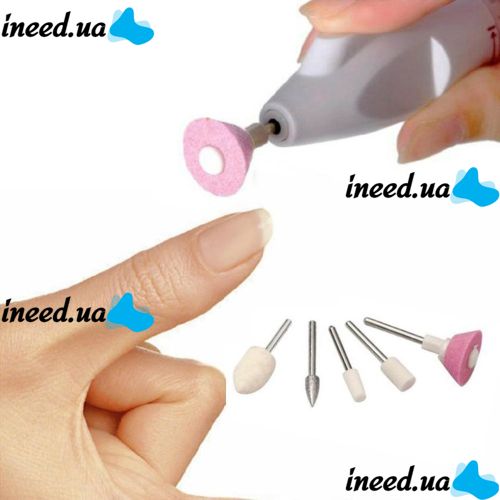 Wireless Manicure and Pedicure Cutter Salon Shaper 5 Nozzles, Manicure Set Nail Grinder Salon Shaper Battery Powered White