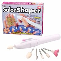 Wireless Manicure and Pedicure Cutter Salon Shaper 5 Nozzles, Manicure Set Nail Grinder Salon Shaper Battery Powered White