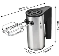 Manual kitchen mixer Domotec R.6629A for kneading dough with 2 types of nozzles on a stand 800W, Electric dough mixer Domotek 800W 5 speeds