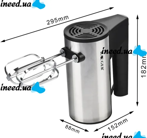 Manual kitchen mixer Domotec R.6629A for kneading dough with 2 types of nozzles on a stand 800W, Electric dough mixer Domotek 800W 5 speeds