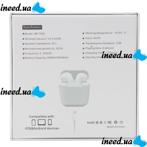 Бездротові Bluetooth навушники i9P TWS airpods Ifans White білі HBQ