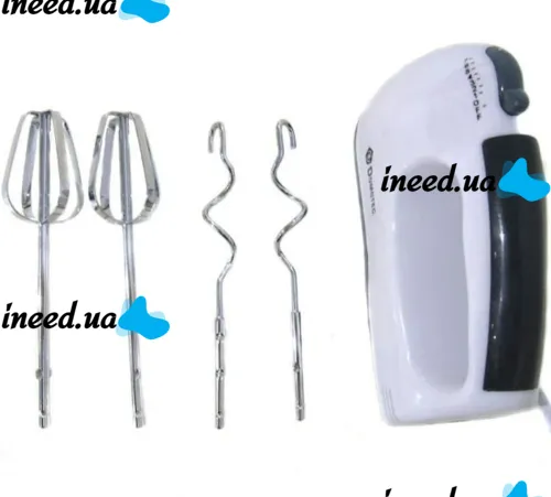 Domotec MS-1333 180W 7-speed Hand mixer with nozzles for whipping and kneading dough, Kitchen mixer foam mixer Domotek DH-133 White