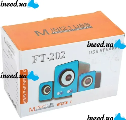 Speaker Mini FT-202 2.1 PC Music Computer Speakers, Speaker System with Subwoofer and 9W Satellites from USB Mini-jack 3.5mm Blue