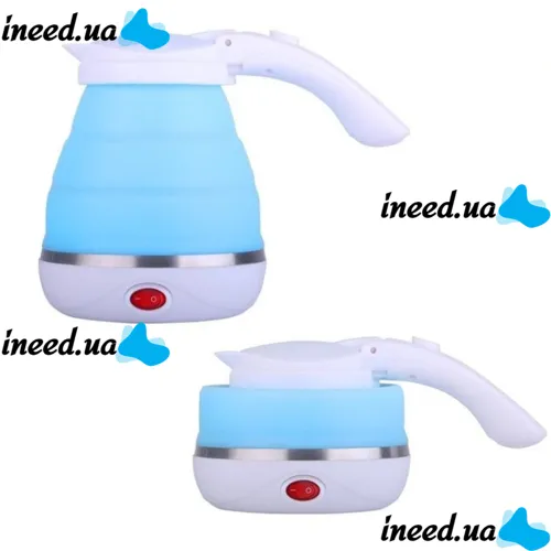 Электрический чайник складной c автоотключением Electric Kettle 0,5 л, Дорожный силиконовый электрочайник, Портативный электро Мини-чайник Синий