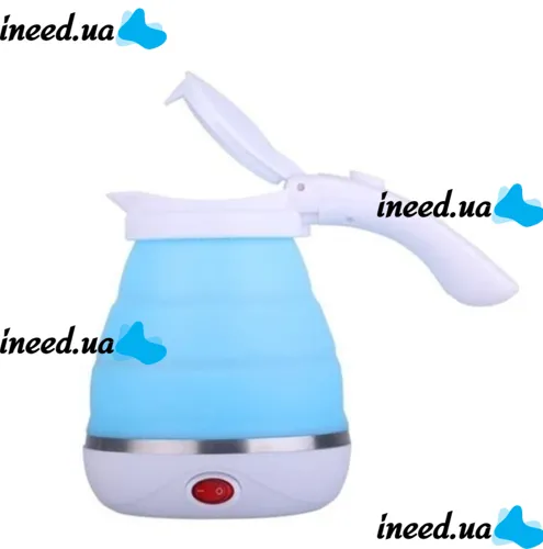 Электрический чайник складной c автоотключением Electric Kettle 0,5 л, Дорожный силиконовый электрочайник, Портативный электро Мини-чайник Синий