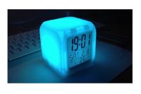 Часы кубик светящиеся CX-508, Электронные светодиодные LED часы-ночник хамелеон Hello Kitty с будильником и термометром