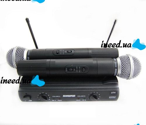 Беспроводной микрофон SHURE UT4 / PGX-58 двухантенная база с 2-х беспроводных микрофонов UT-24 / SM58II