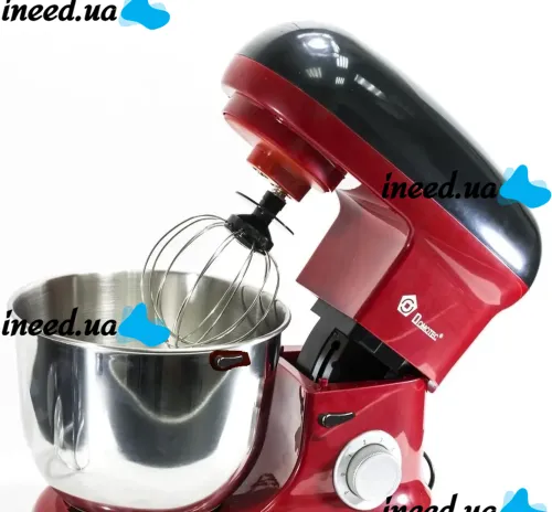Stationary planetary harvester dough mixer Domotec MS-2052 with a metal bowl for 4 liters 3500W, Kitchen mixer meat grinder blender with nozzles Red