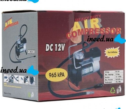 Car Cigarette Lighter Compressor Aig pump HS-208 965kPa for Tire Pumping 140PSI 10Amp Car Compressor Pump for Pumping Car Wheels Black