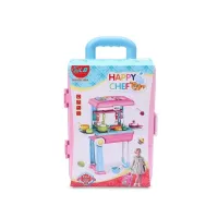 Children's Educational Playset kitchen Happy Chef 2in1, Large children's kitchen in a suitcase on wheels 678-206A