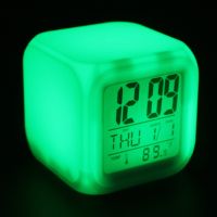 Часы кубик светящиеся CX-508, Электронные светодиодные LED часы-ночник хамелеон Hello Kitty с будильником и термометром
