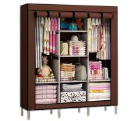 Складной тканевый шкаф для одежды Storage Wardrobe 88130 на 3 секции 130х45х175 см тройной каркасный для вещей