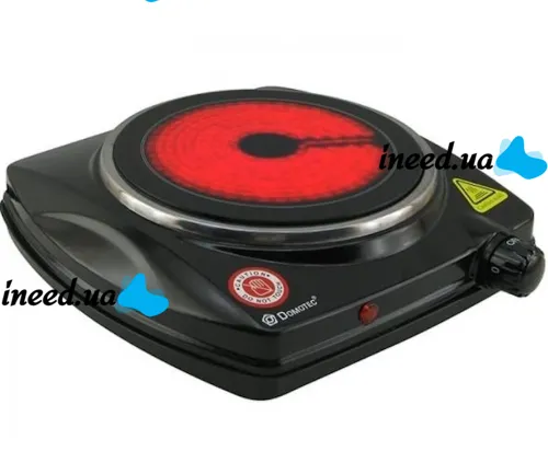 Electric Desktop Infrared stove Domotec MS-5851 Ceramic for 1 burner, Ceramic electric stove 1200 W thermostat for 5 positions Black