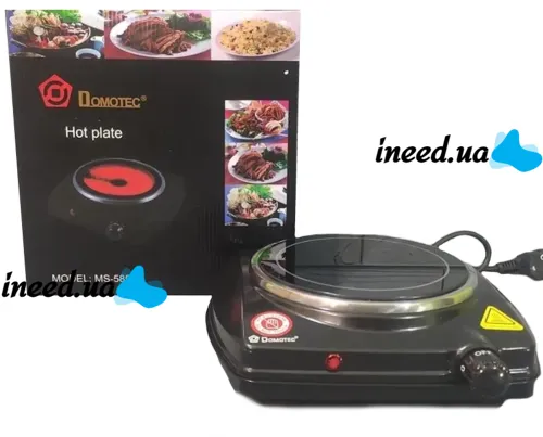 Electric Desktop Infrared stove Domotec MS-5851 Ceramic for 1 burner, Ceramic electric stove 1200 W thermostat for 5 positions Black