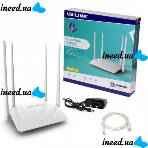 LB-Link BL-WR450H WiFi White Wireless Router (Wi-Fi Router) with 4 antennas and 2 USB ports