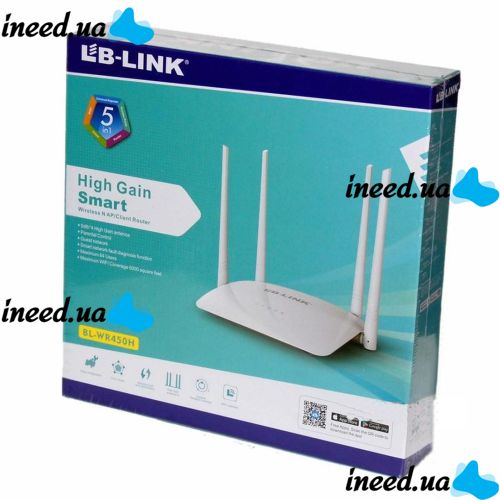 LB-Link BL-WR450H WiFi White Wireless Router (Wi-Fi Router) with 4 antennas and 2 USB ports