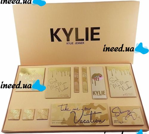 Large Gift Set of cosmetics Kylie Jenner Gold 12 in 1 Gold