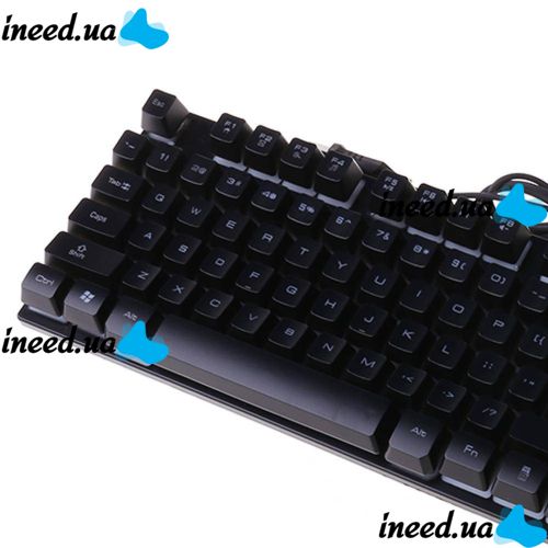 USB дротова геймерська комп'ютерна клавіатура Landslides KR - 6300 з RGB Led підсвічуванням ATLANFA AT-6300, повнорозмірна мембранна Чорна
