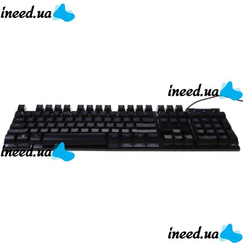 USB дротова геймерська комп'ютерна клавіатура Landslides KR - 6300 з RGB Led підсвічуванням ATLANFA AT-6300, повнорозмірна мембранна Чорна