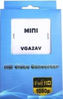 Конвертер перехідник VGA на AV RCA тюльпан, Універсальний Активний адаптер зі звуком і зовнішнім живленням VGA-AV аудіо 3.5 mm Converter Mini 1080P